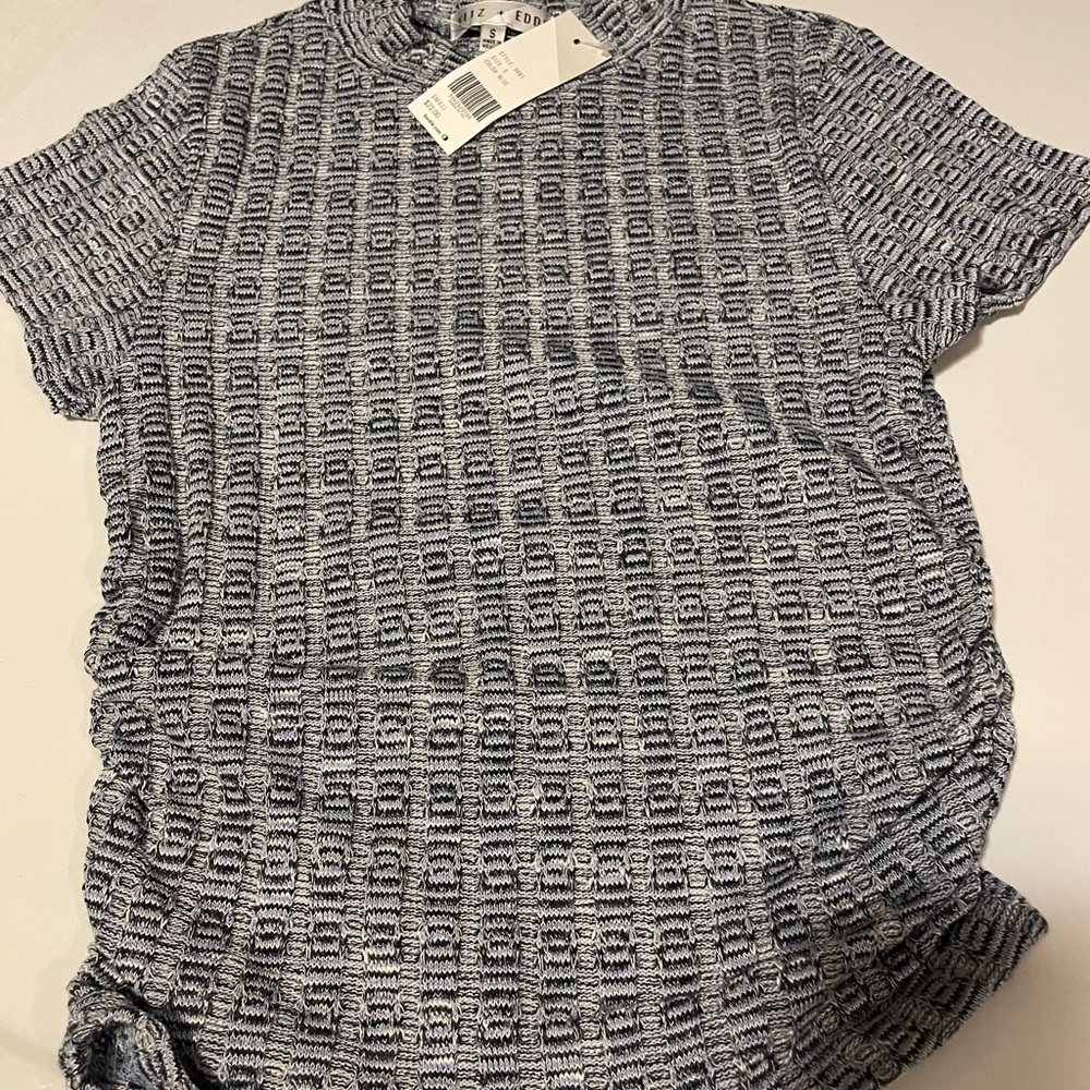 The buckle Fritz + Eddi fitted gathered navy white top size small